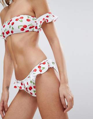 Playful Promises Frill Cherry Print Bikini Bottoms