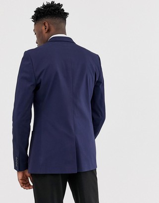 ASOS DESIGN Tall wedding skinny blazer in navy cotton