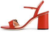 Thumbnail for your product : Gucci Leather Mid Heel Sandals in Bright Pumpkin | FWRD