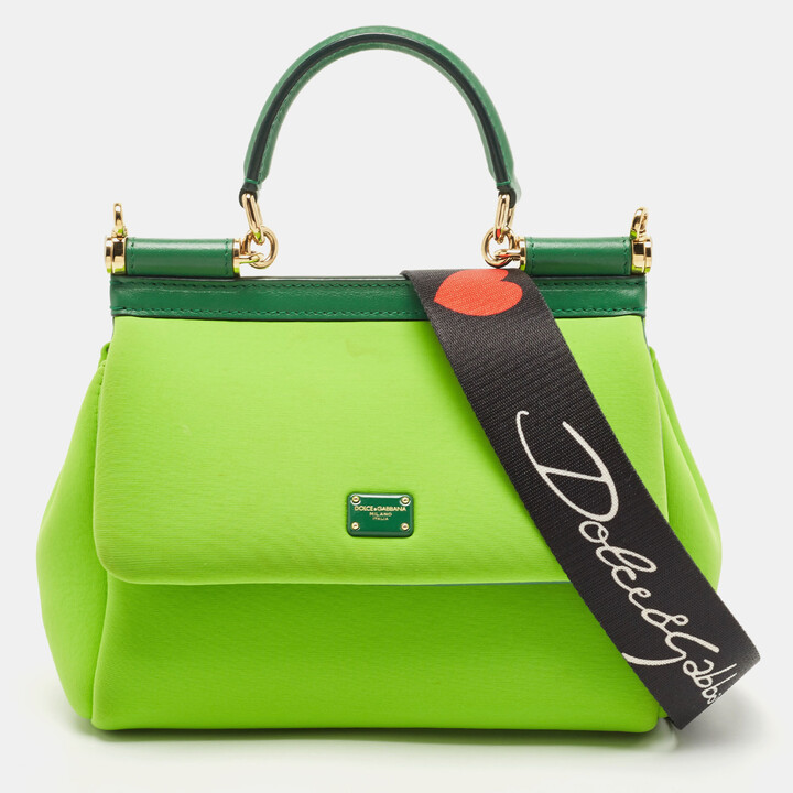 Dolce and Gabbana Green Lizard Embossed Leather Small Miss Sicily
