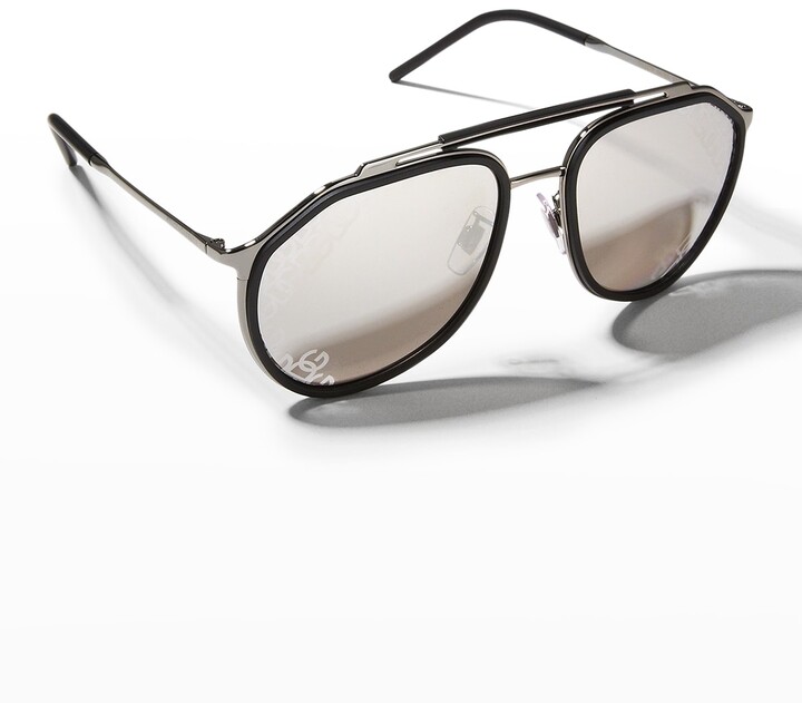 Blue Stretch mirrored aviator metal sunglasses | Balenciaga | MATCHES UK-mncb.edu.vn