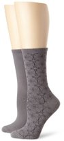 Thumbnail for your product : Jones New York Women's Vintage Wallpaper and Solid Flat Knit Crew 2 Pair Pack Socks