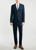 Thumbnail for your product : Topman Navy Grid Check Skinny Suit Jacket