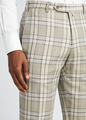 Zanella Men's Parker Plaid Linen-Cotton Trousers