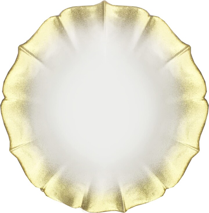 ChargeIt! by Jay ChargeIt by Jay Contessa Charger Plate 13” Decorative Glass Service Plate for Home, Professional Dining, Perfect for Upscale Events, Dinner Parties, Weddings, Catering, 1 Piece, Pearl/Gold