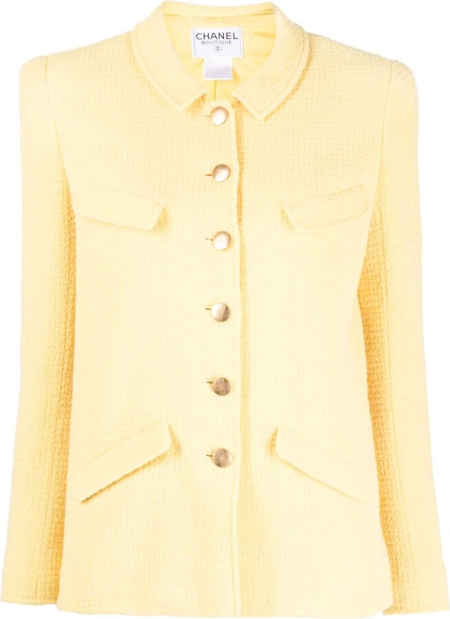 CHANEL Pre-Owned Collarless open-front Tweed Jacket - Farfetch