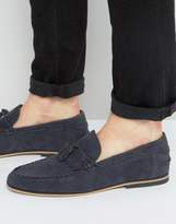 Thumbnail for your product : ASOS Tassel Loafers In Navy Faux Suede With Fringe