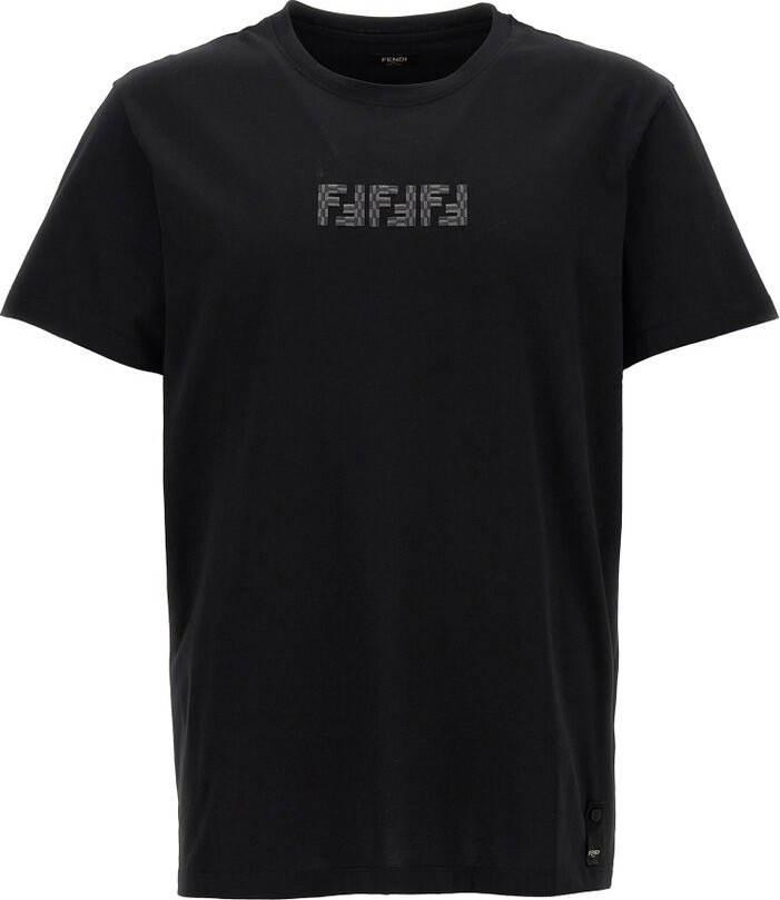 Fendi Logo Embroidered Crewneck T-Shirt