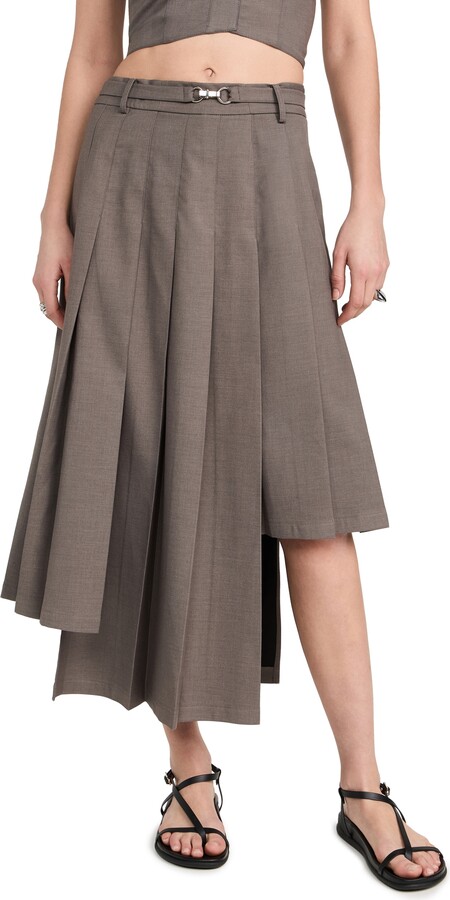 ROKH Box Pleats Midi Skirt