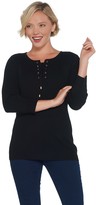 Thumbnail for your product : BROOKE SHIELDS Timeless 3/4 Sleeve Lace-Up Sweater