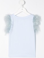 Thumbnail for your product : MonnaLisa feather embellished sleeves T-shirt