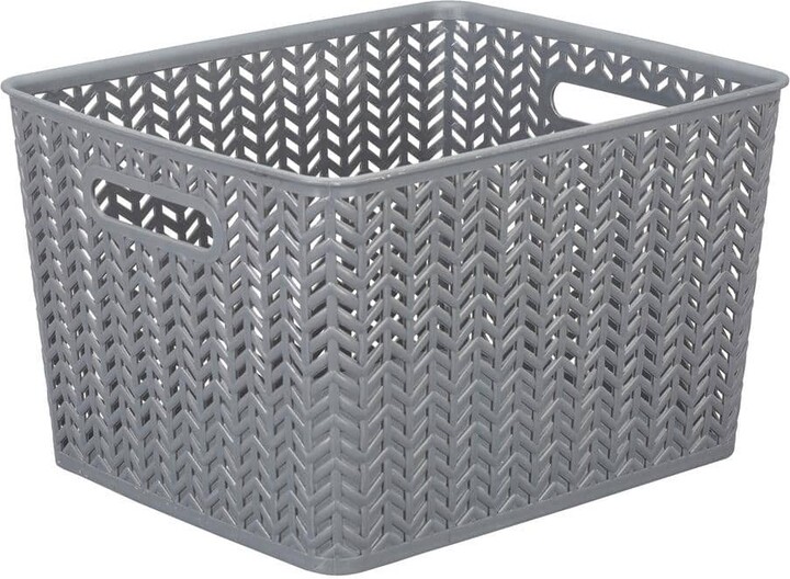 Simplify 8.75 in. H x 11.5 in. W x 13.75 in. D Gray Plastic Cube Storage Bin