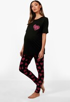 Thumbnail for your product : boohoo Maternity May Made With Love Pyjama Set