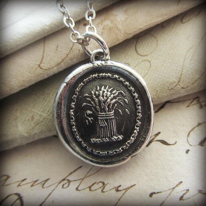 Etsy Prosperity Wax Seal Necklace - Wheat Sheaf A Symbol For Prosperity Abundance & Hope E2340
