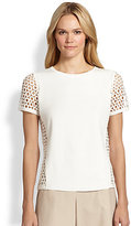 Thumbnail for your product : Lafayette 148 New York Short-Sleeve Eyelet-Trim Pullover
