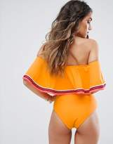 Thumbnail for your product : South Beach Ruffle Off The Shoulder Trim Swimsuit