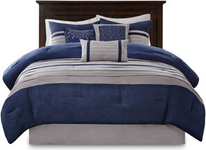 BOAIXINGFAN 7 Pc Pieced Faux Suede Comforter Set Queen