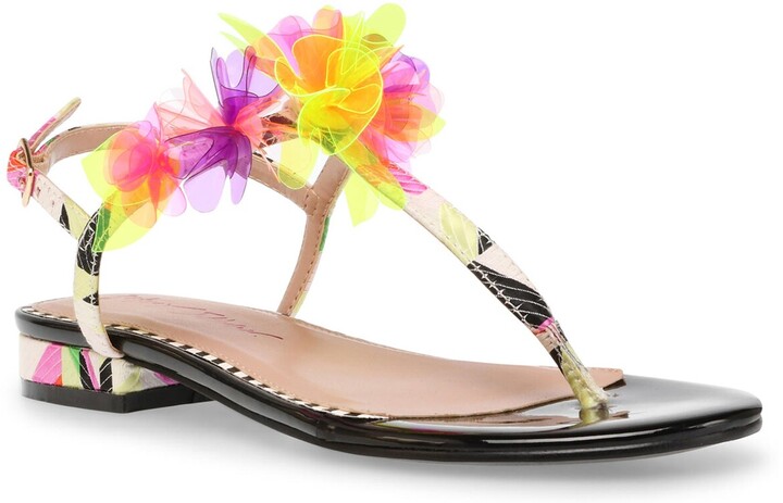 betsey johnson esmee floral flat sandals