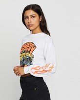 Thumbnail for your product : Brixton Women's White Printed T-Shirts - 55 Heavy LS Crop Tee - Size One Size, S at The Iconic