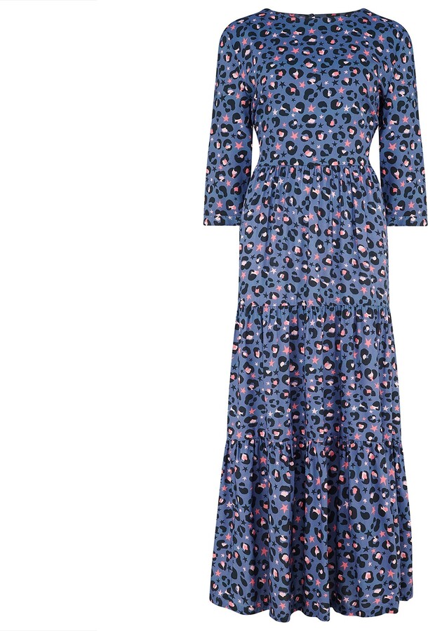 Sugarhill Brighton Zaina Tiered Maxi Dress Slate Star Leopard