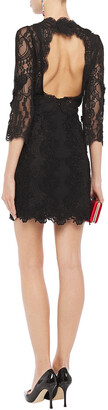 Dolce & Gabbana Open-back Floral-appliqued Chiffon-paneled Lace Mini Dress