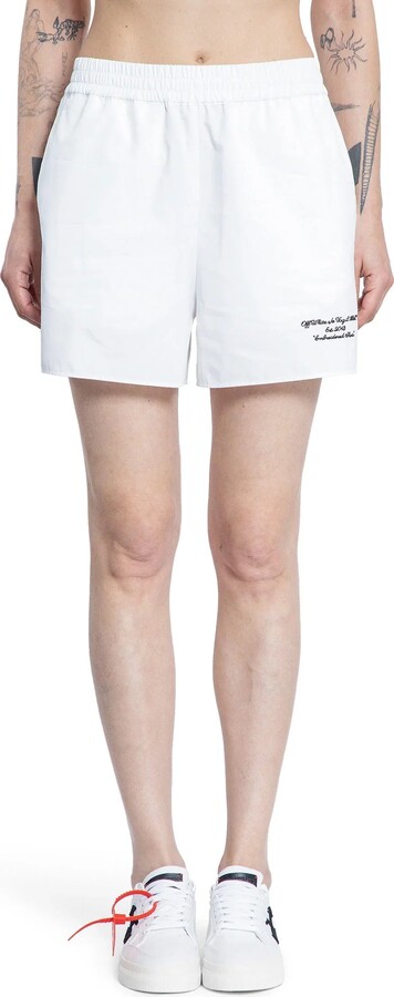 Off-White Embroidered poplin shorts