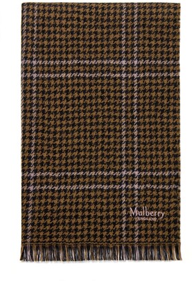 Mulberry Reversible TriColour Check Scarf Ebony Lambswool