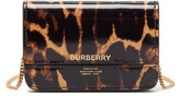 Thumbnail for your product : Burberry Jody Leopard-print Chain-strap Leather Wallet - Leopard