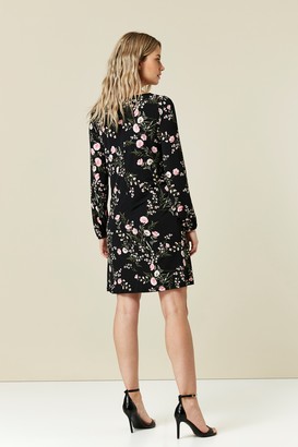 Wallis PETITE Black Floral Print Swing Dress