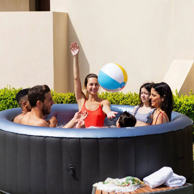 MSpa Round Inflatable Bubble Massage Spa 4 to 6 Person Outdoor Hot Tub Bergen