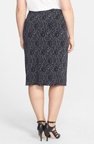 Thumbnail for your product : Vince Camuto Lace Print Midi Tube Skirt (Plus Size)