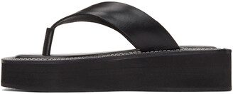 System Black Leather Flat Sandals