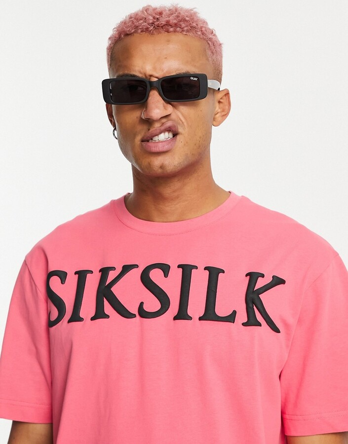 SikSilk logo oversize t-shirt in pink - ShopStyle