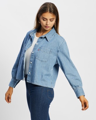 Levi's Women's Blue Shirts & Blouses - Zoey Pleat Utility Shirt - Size L at The Iconic