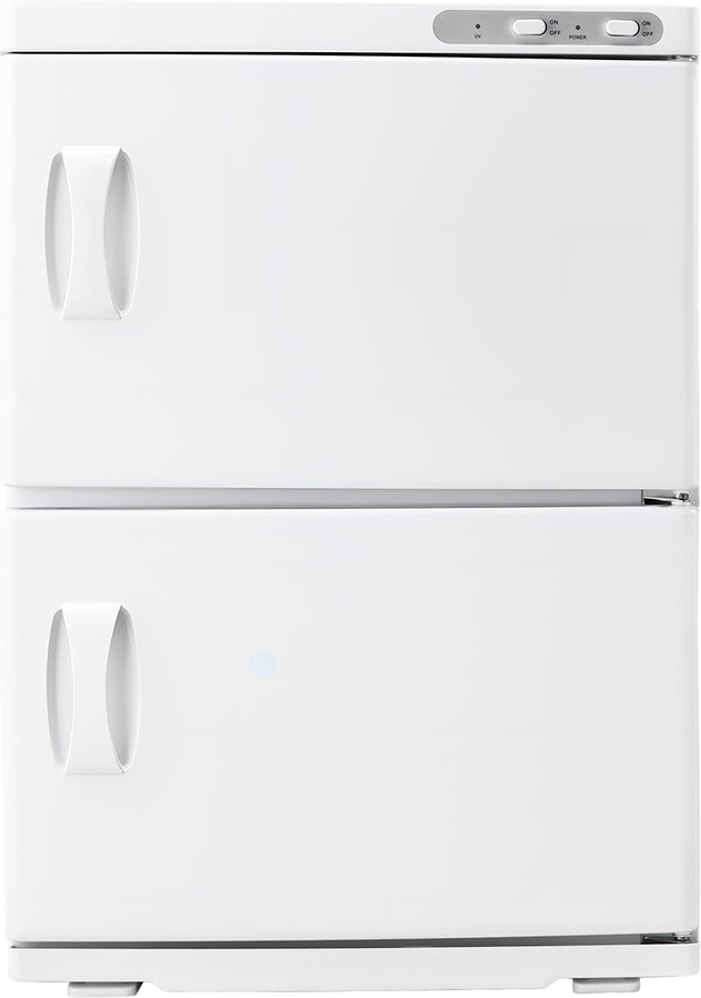 KFFKFF 10 gal 2-Tier Towel Warmer Cabinet with Clip & 4 Stainless Steel Racks, Holds 48 Towels, Even Heating for Spa, Barber, Manicure, Massage, and Salon Use