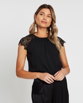 Thumbnail for your product : Atmos & Here Atmos&Here - Women's Black Lace Tops - Betty Lace Shoulder Blouse - Size 6 at The Iconic