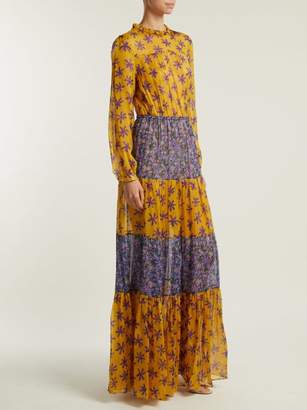 Raquel Diniz - Gloria Floral Print Silk Georgette Gown - Womens - Yellow Multi