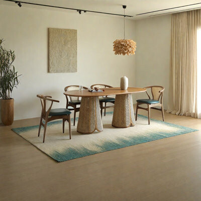 Sleek Surface Designs Ash rattan oval dining table set