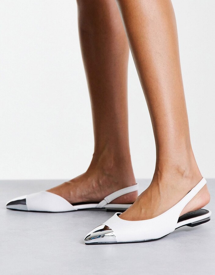 white pointed slingback flats