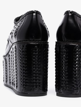 Prada Black 95 Woven Leather Platform Brogues