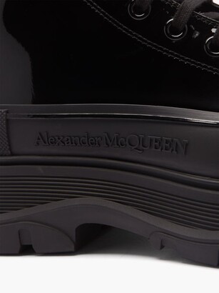 Alexander McQueen Tread Slick High-top Patent-leather Trainers - Black