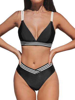 Black Women's Swimwears Tankinis Set, Women'S Tankini Bathing Suits Tankini Swimsuits Two Piece Graphic Swim Tank Top Boyshorts Ladies Swimwear Women