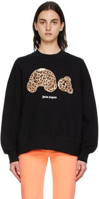 Palm Angels Black Leopard Bear Sweatshirt