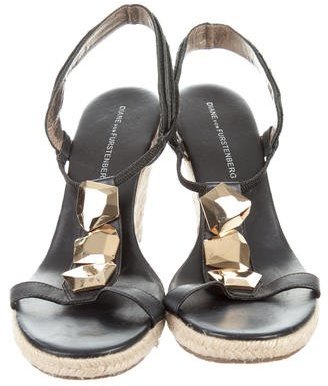 Diane von Furstenberg Embellished Wedge Sandals