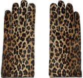 Thumbnail for your product : Raf Simons Black and Brown Leather Leopard Gloves