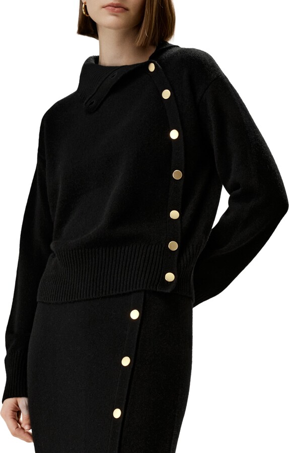 Lilysilk Cashmere Sweater With Row of Side Buttons