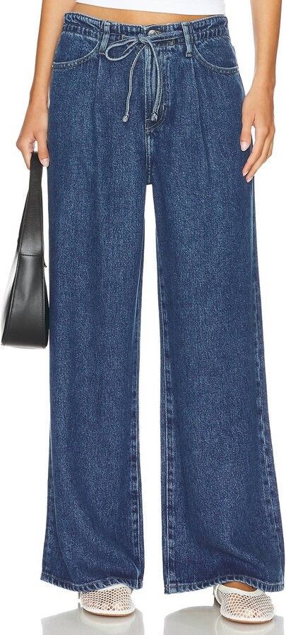 Frame Super Drape Drawstring Wide Leg Jeans In Ghost