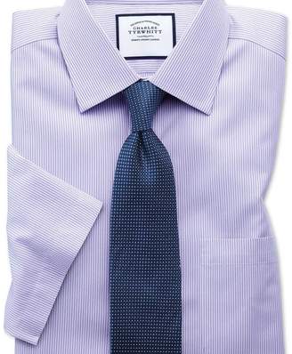 Charles Tyrwhitt Classic fit non-iron bengal stripe short sleeve lilac shirt