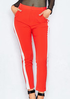 Thumbnail for your product : Missy Empire Ella Red Side Striped Trousers