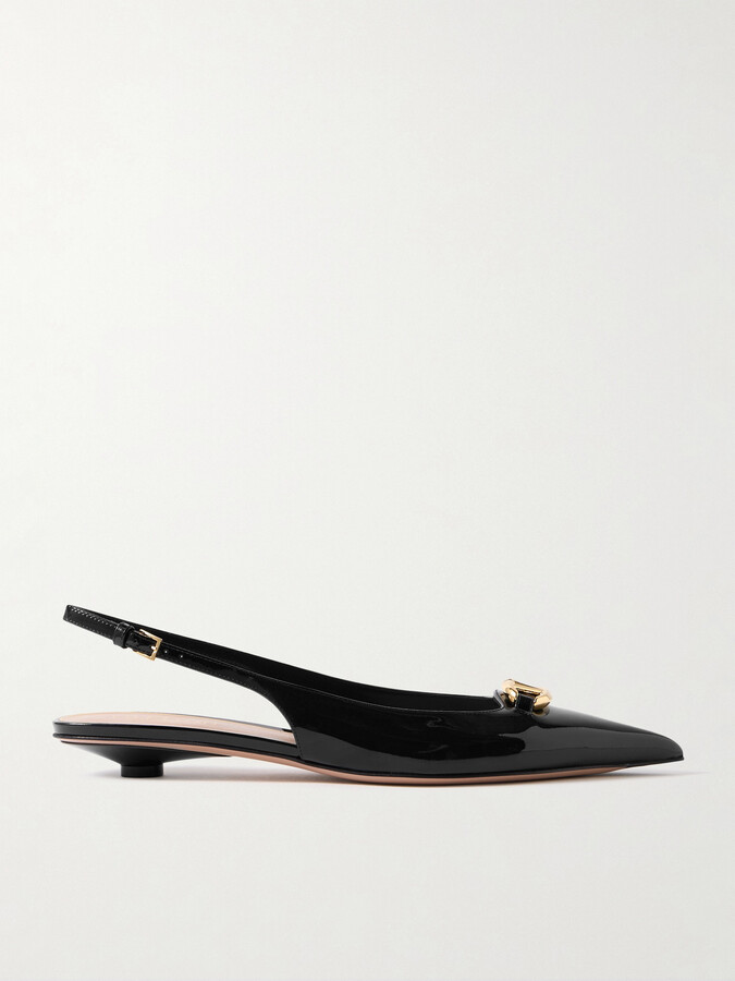 Valentino Garavani Vlogo Bold 20 Embellished Patent-leather Pumps - Black